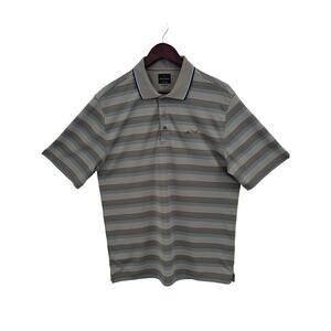 Greg Norman Men's Striped Polo Shirt Gray/Blue Size M